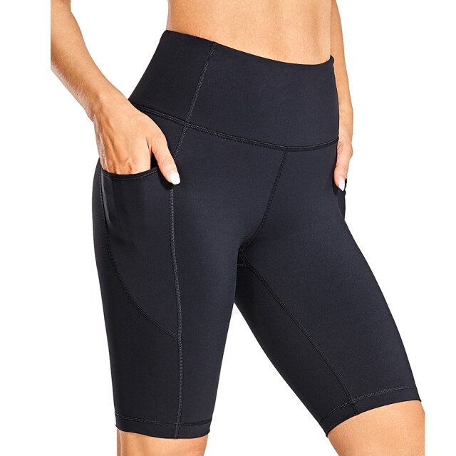 Women's Naked Feeling Workout Shorts - 10 Inches High Waist Yoga Biker Shorts Athletic Running Shorts with Pockets