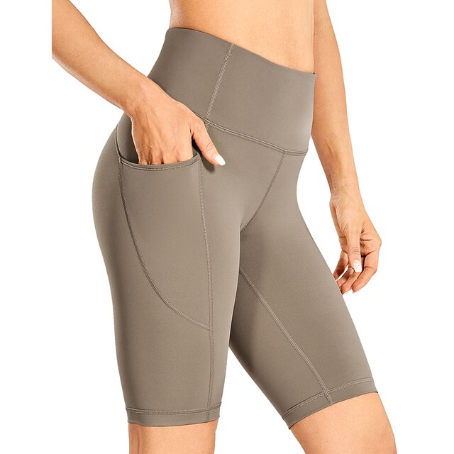 Women's Naked Feeling Workout Shorts - 10 Inches High Waist Yoga Biker Shorts Athletic Running Shorts with Pockets