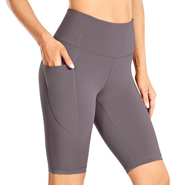 Women's Naked Feeling Workout Shorts - 10 Inches High Waist Yoga Biker Shorts Athletic Running Shorts with Pockets