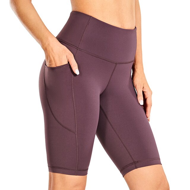 Women's Naked Feeling Workout Shorts - 10 Inches High Waist Yoga Biker Shorts Athletic Running Shorts with Pockets