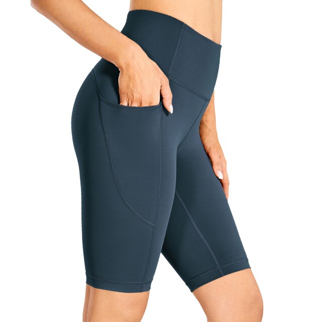 Women's Naked Feeling Workout Shorts - 10 Inches High Waist Yoga Biker Shorts Athletic Running Shorts with Pockets