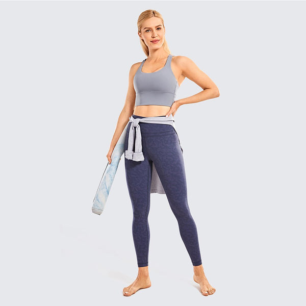 Wirefree Padded Strappy Yoga Bra Longline Medium Impact Sports Bras For Women