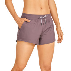 Women's Studio Travel Shorts Lightweight Drawstring Casual Running Hiking Shorts with Pockets - 3 Inches
