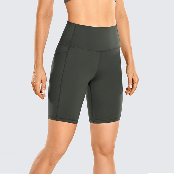 Naked Feeling Biker Shorts with Pockets - 8'' Women's High Waisted Yoga Shorts Fitness Running Shorts