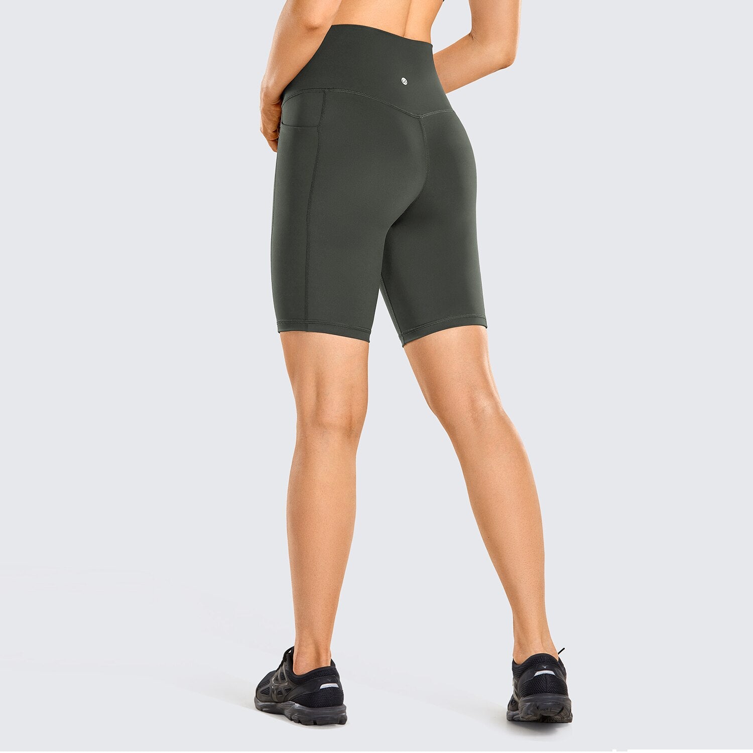 Naked Feeling Biker Shorts with Pockets - 8'' Women's High Waisted Yoga Shorts Fitness Running Shorts