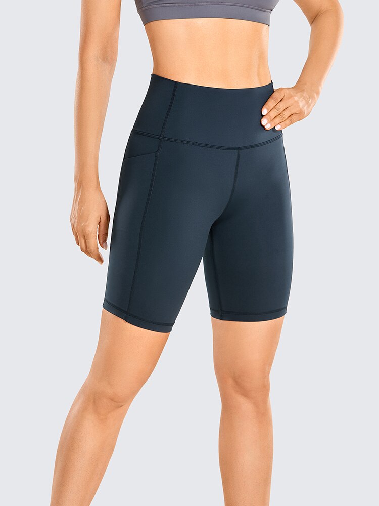 Naked Feeling Biker Shorts with Pockets - 8'' Women's High Waisted Yoga Shorts Fitness Running Shorts