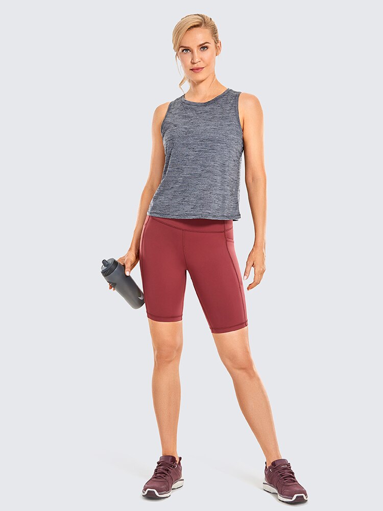 Naked Feeling Biker Shorts with Pockets - 8'' Women's High Waisted Yoga Shorts Fitness Running Shorts