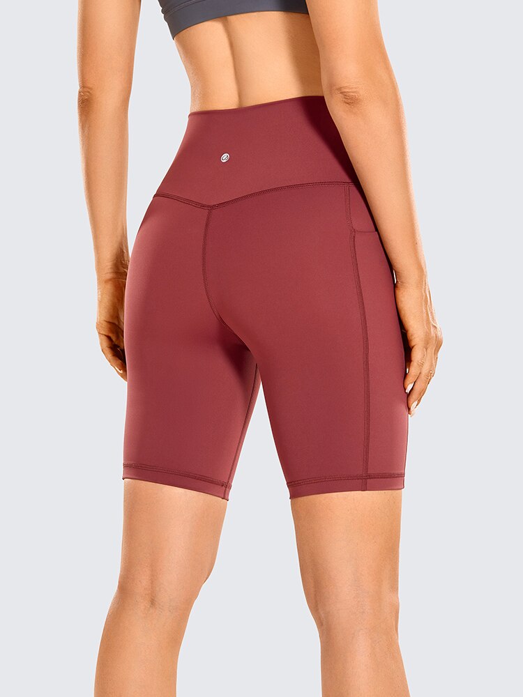 Naked Feeling Biker Shorts with Pockets - 8'' Women's High Waisted Yoga Shorts Fitness Running Shorts