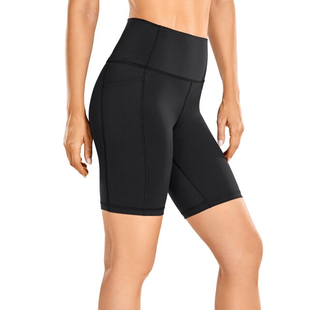 Naked Feeling Biker Shorts with Pockets - 8'' Women's High Waisted Yoga Shorts Fitness Running Shorts
