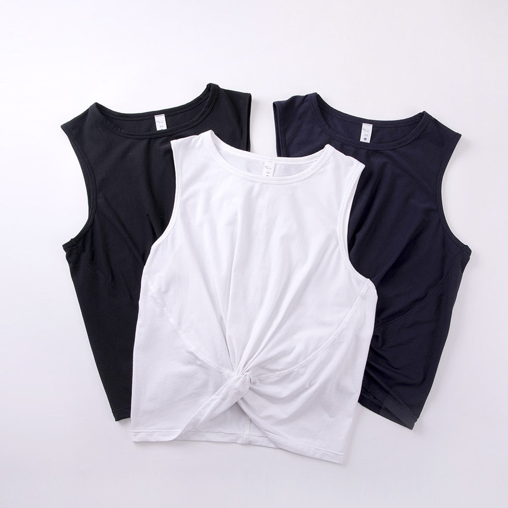 Women's Pima Cotton High Neck Sleeveless Yoga Crop Tops Workout Tank Casual Athletic Clothes