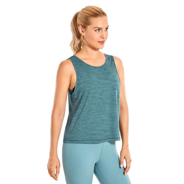 Women's Lightweight Workout Tank Heather Quick Dry Sleeveless Athletic Shirt Casual Top