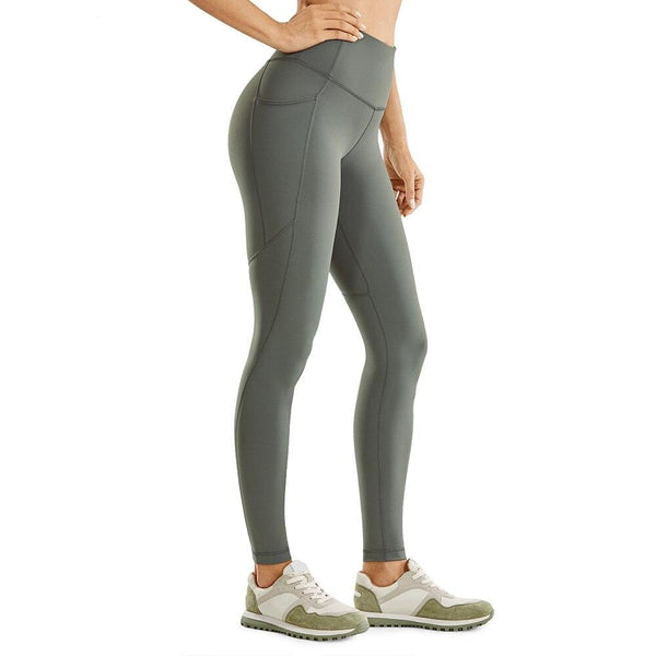 Women's Naked Feeling Workout Leggings 28 Inches - High Waisted Yoga Pants Buttery Soft with Pockets
