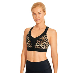 Women's Strappy Sports Bra Criss Cross Back Medium Imapct Wirefree Padded Yoga Bra