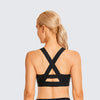 Women's Strappy Sports Bra Criss Cross Back Medium Imapct Wirefree Padded Yoga Bra