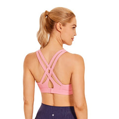 Women's Sexy Stappy Sports Bras Hook-and-eye Closure Wireless Padded Workout Yoga Bra Tops