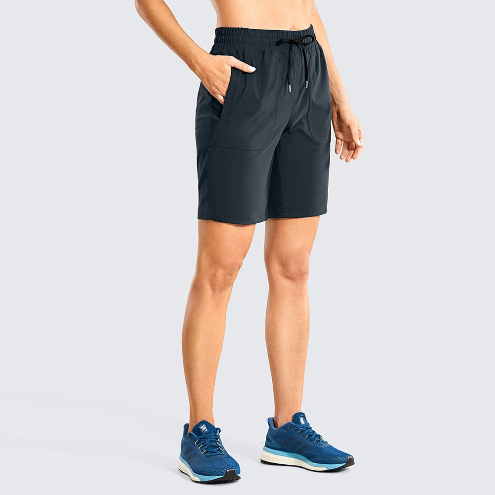 \Stretch Quick-Dry Athletic Shorts for Women Workout Casual Shorts with Side Pockets - 9 Inches