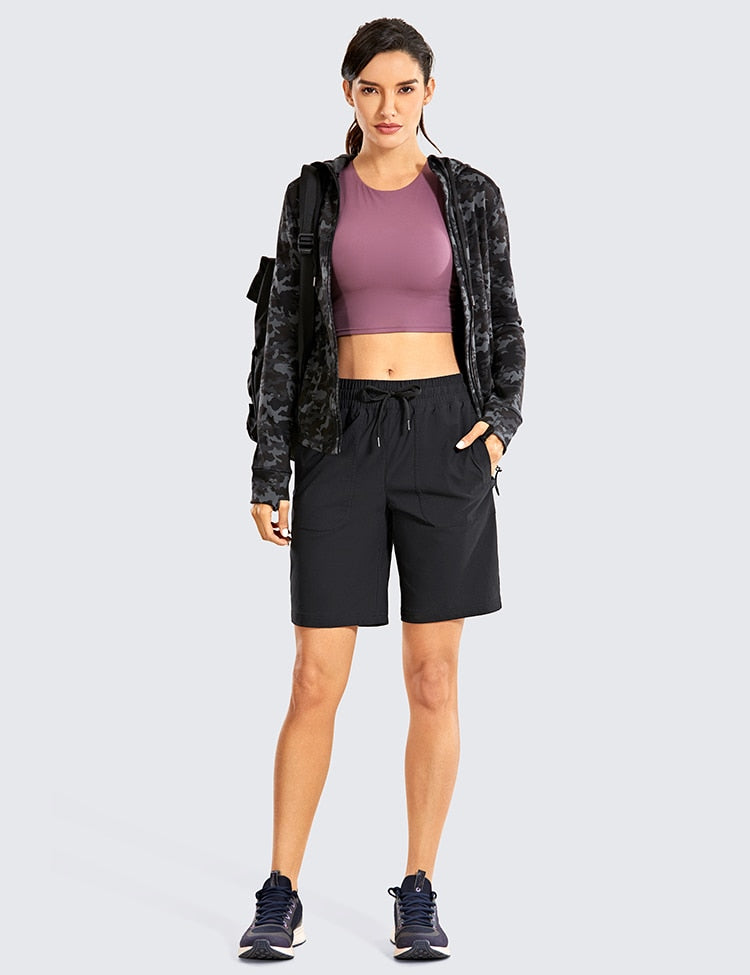 \Stretch Quick-Dry Athletic Shorts for Women Workout Casual Shorts with Side Pockets - 9 Inches