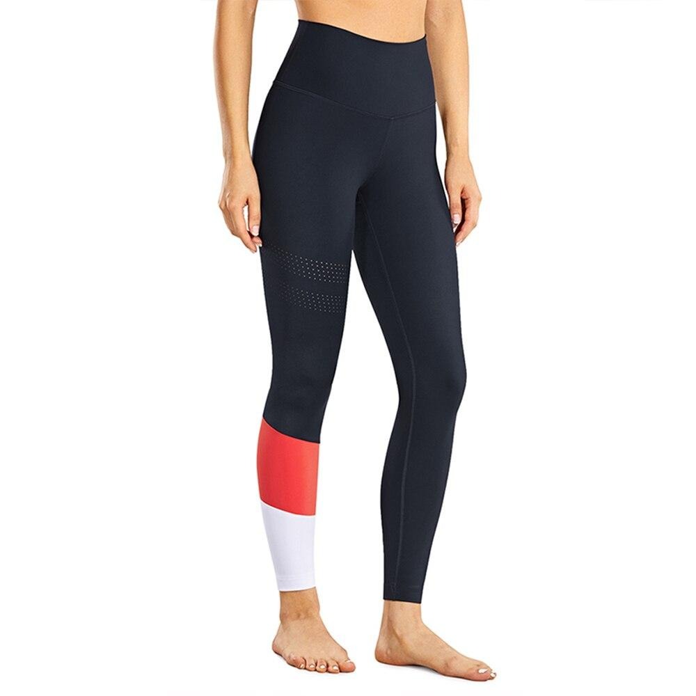 Women's Seamless High Waisted Leggings Naked Feeling Ventilation Holes Workout Pants with Pocket - 25 Inches