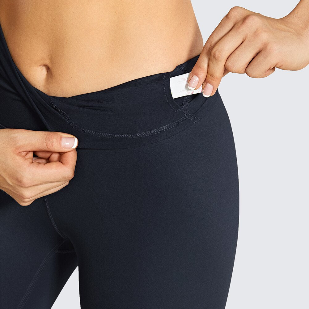 Women's Seamless High Waisted Leggings Naked Feeling Ventilation Holes Workout Pants with Pocket - 25 Inches
