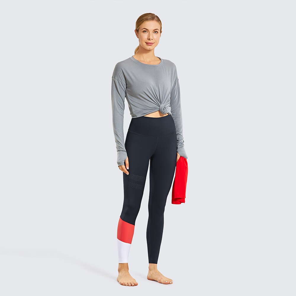 Women's Seamless High Waisted Leggings Naked Feeling Ventilation Holes Workout Pants with Pocket - 25 Inches