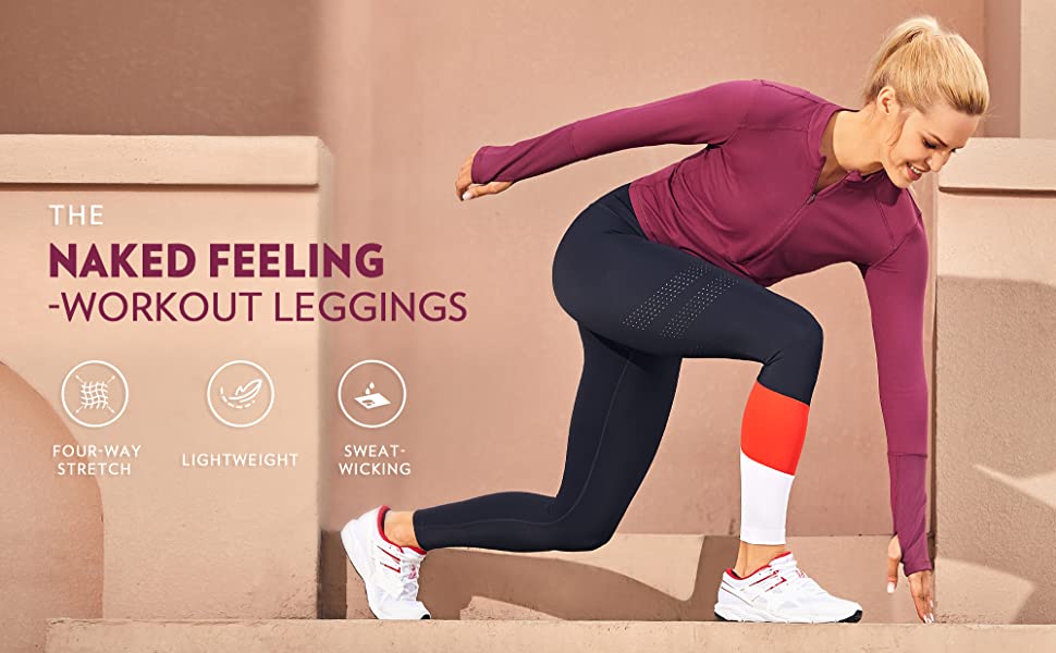 Women's Seamless High Waisted Leggings Naked Feeling Ventilation Holes Workout Pants with Pocket - 25 Inches