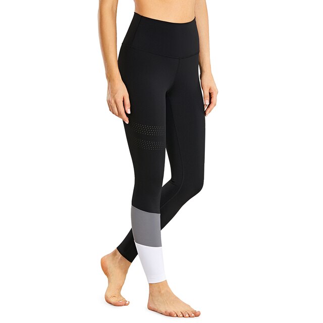 Women's Seamless High Waisted Leggings Naked Feeling Ventilation Holes Workout Pants with Pocket - 25 Inches