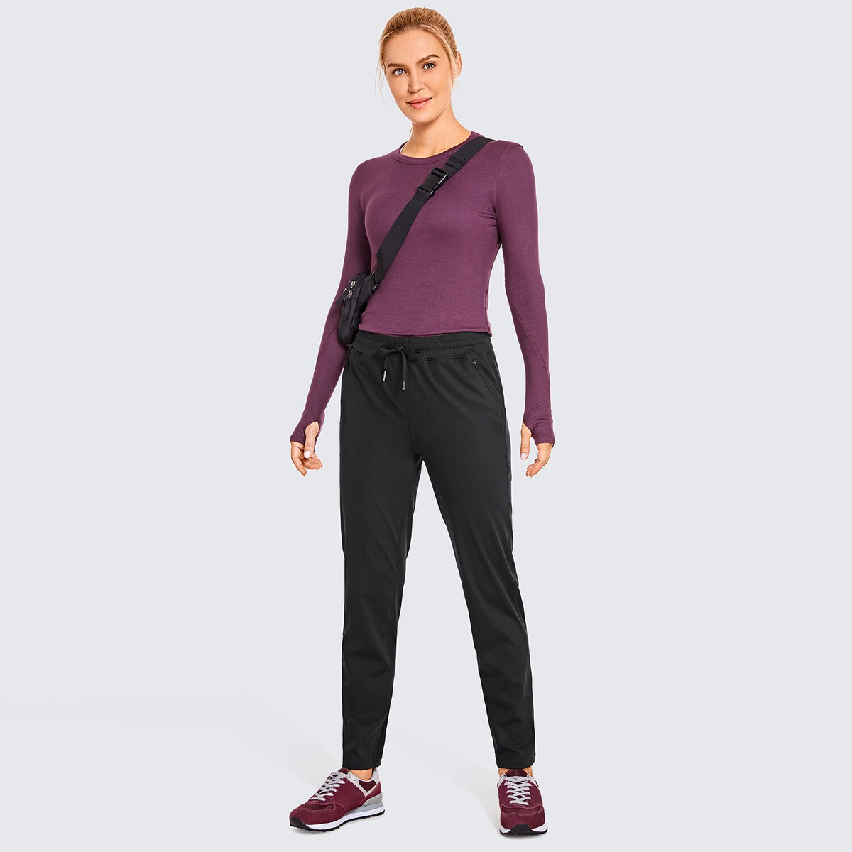 Women's Stretch Lightweight Casual Lounge Pants Athletic Outdoors Workout Tapered Joggers with Zipper Pockets