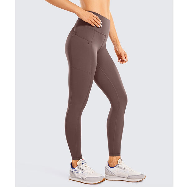 Women's Naked Feeling High Waisted Yoga Pants Gym Tights Soft Workout Leggings with Zip Pockets- 28 Inches
