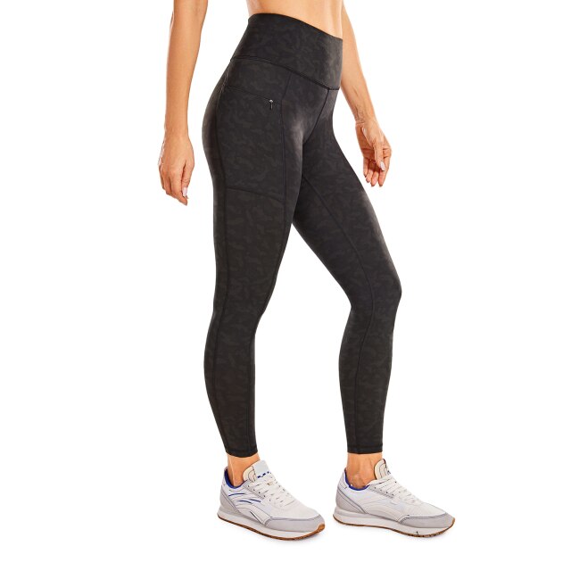 Women's Naked Feeling High Waisted Yoga Pants Gym Tights Soft Workout Leggings with Zip Pockets- 28 Inches
