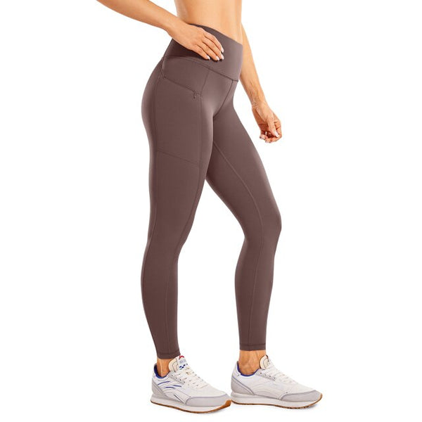 Women's Naked Feeling High Waisted Yoga Pants Gym Tights Soft Workout Leggings with Zip Pockets- 28 Inches