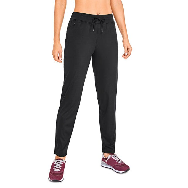 Women's Stretch Lightweight Casual Lounge Pants Athletic Outdoors Workout Tapered Joggers with Zipper Pockets