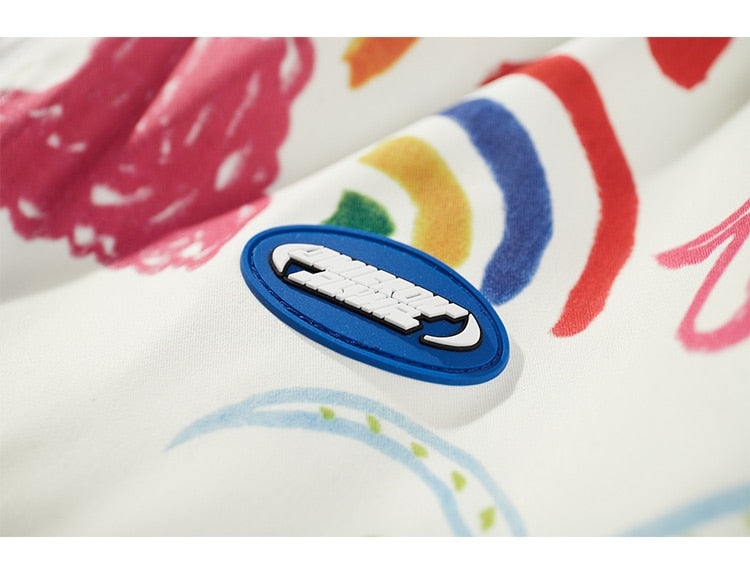 Jacket Men Colorful Graffiti Painting Print Zipper Coats Loose Casual Punk Cool Hip Hop Style Outwear Couple Streetwear