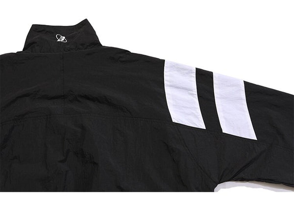 Jacket Men Letter Embroidery Color Block Patchwork Windbreaker Coat Oversized Zipper Harajuku Sport High Street Outwear