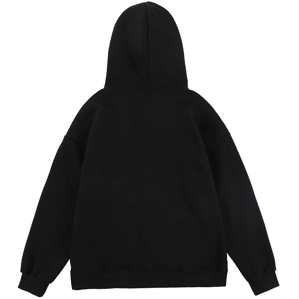 Hoodie Men Blue Planet Letter Big Pocket Pullover Fleece Warm Cozy Sweatshirt College Style All-match Streetwear Couple