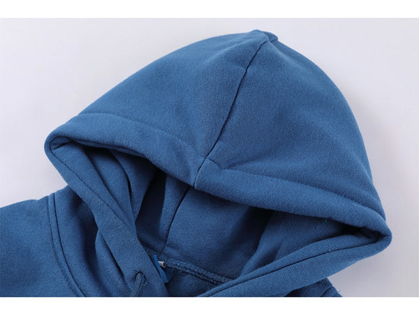 Hoodie Men Blue Planet Letter Big Pocket Pullover Fleece Warm Cozy Sweatshirt College Style All-match Streetwear Couple