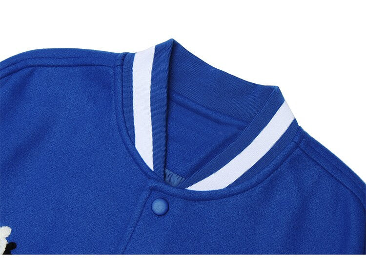 Jacket Men Heart-shaped Patches Letter Embroidery Patchwork Color Sleeve Coat Harajuku College Style Varsity Streetwear