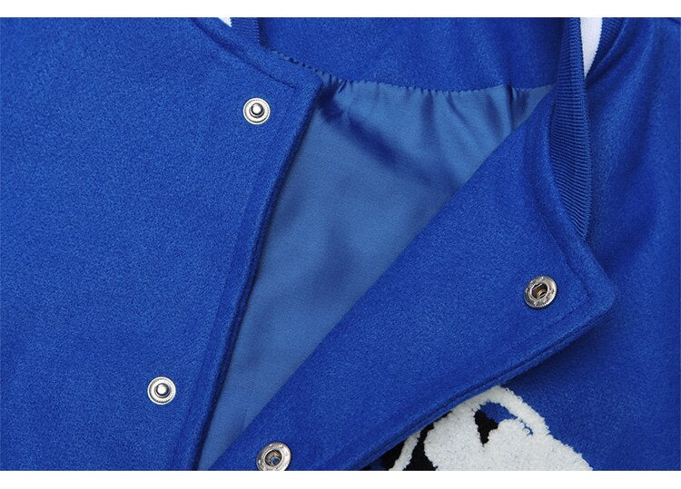 Jacket Men Heart-shaped Patches Letter Embroidery Patchwork Color Sleeve Coat Harajuku College Style Varsity Streetwear