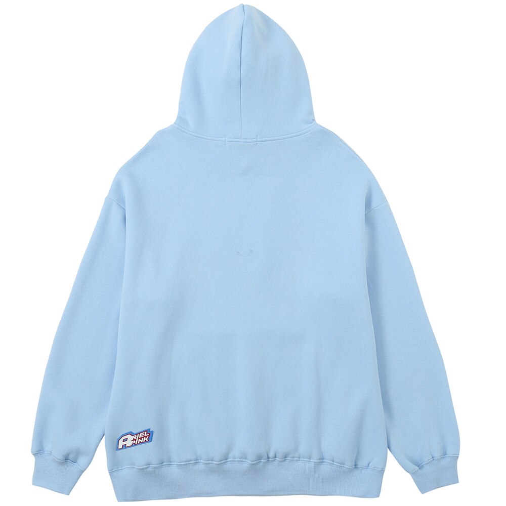 Hoodie Men Cute Comics Girl Heart-shaped Print Fleece Pullover Big pocket College Style Casual Japanese Tops Streetwear