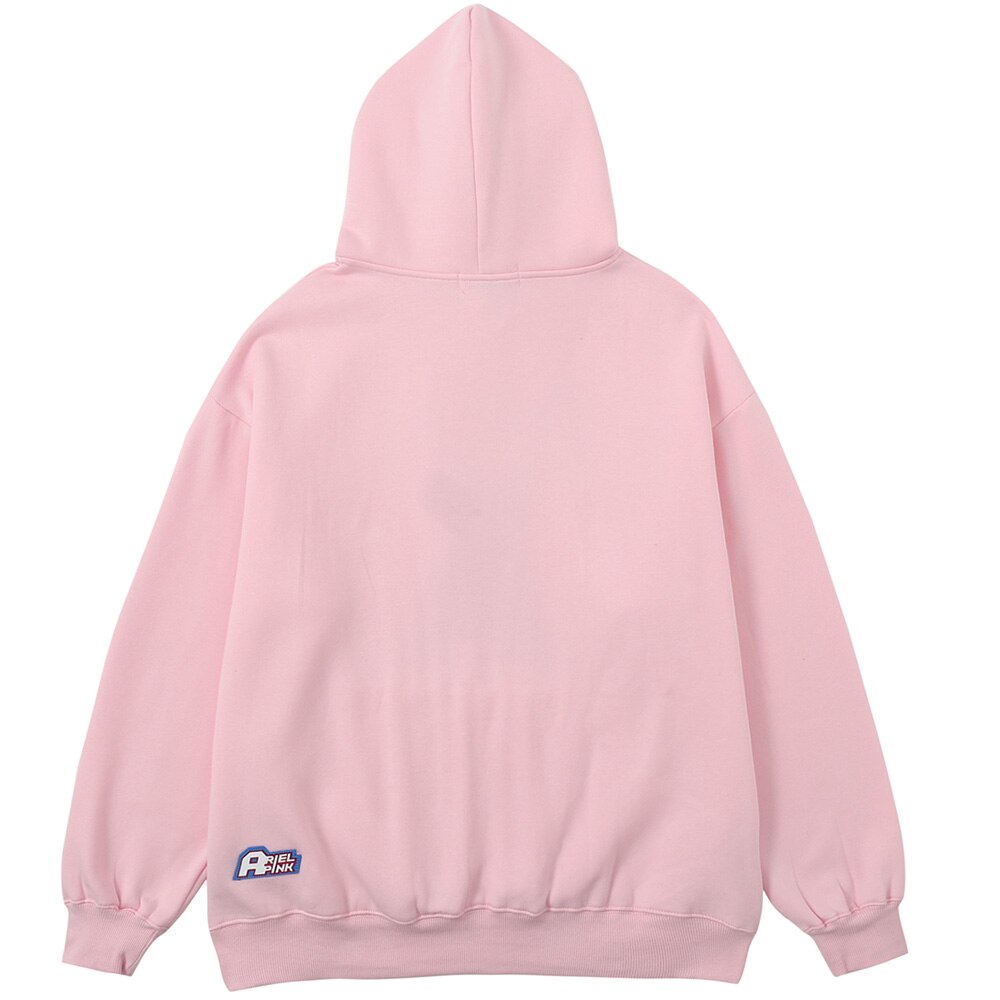 Hoodie Men Cute Comics Girl Heart-shaped Print Fleece Pullover Big pocket College Style Casual Japanese Tops Streetwear