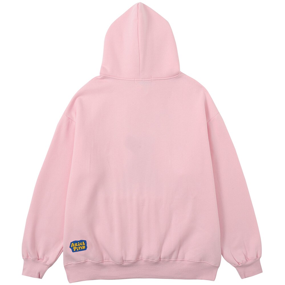Hoodies Men Cartoon Comics Girl Letter Graffiti Fleece Pullovers College Style Casual Loose Cozy Tops Streetwear Couple
