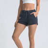 Naked-feel Buttery-soft Training Gym Sport Shorts Women Waist Drawstring Running Yoga Fitness Workout Pocket Shorts