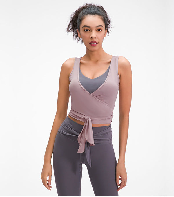 JUST A TIE Lightweight Dance Gym Tank Tops Women V-neck Workout Ballet Vest Crop Tops Soft Nylon Yoga Sleeveless Shirts