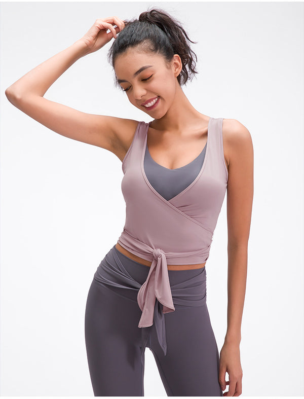 JUST A TIE Lightweight Dance Gym Tank Tops Women V-neck Workout Ballet Vest Crop Tops Soft Nylon Yoga Sleeveless Shirts