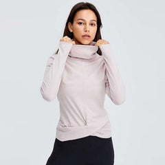 Naked Feel Turtle Neck Yoga Long Sleeve Shirts Women Plain Sport Fitness Long Sleeve Top Pullover with Thumb Hole