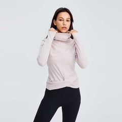 Naked Feel Turtle Neck Yoga Long Sleeve Shirts Women Plain Sport Fitness Long Sleeve Top Pullover with Thumb Hole