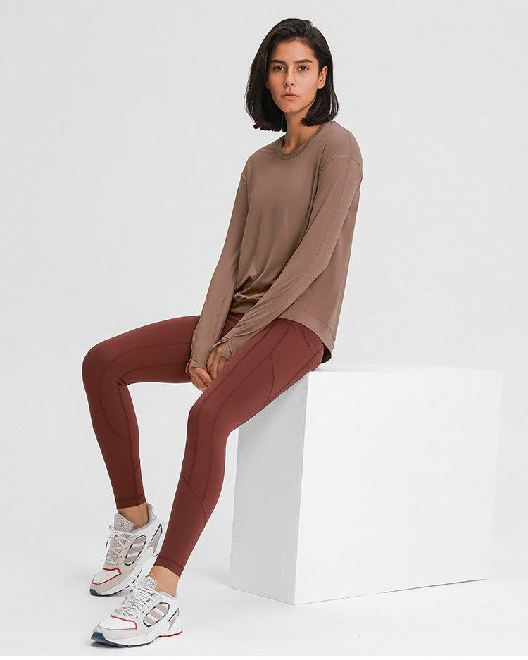 Loose Fit Sport Training Workout Long Sleeve Shirts Women Lightweight Anti-sweat Yoga Fitness Shirts with Thumb Hole