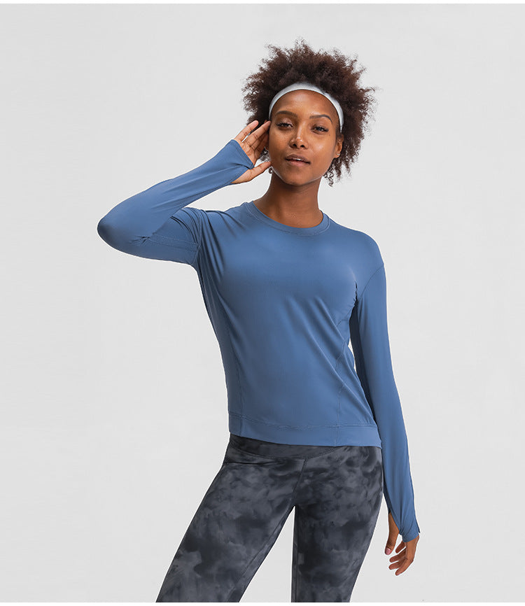 Loose Fit Sport Training Workout Long Sleeve Shirts Women Lightweight Anti-sweat Yoga Fitness Shirts with Thumb Hole