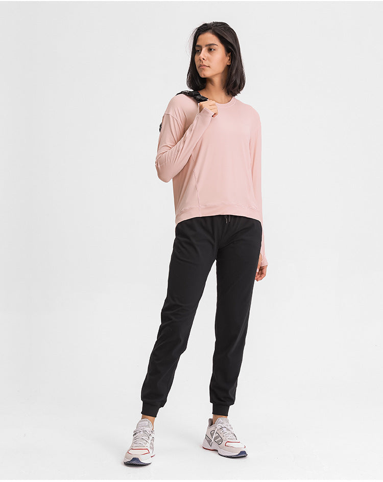 Loose Fit Sport Training Workout Long Sleeve Shirts Women Lightweight Anti-sweat Yoga Fitness Shirts with Thumb Hole