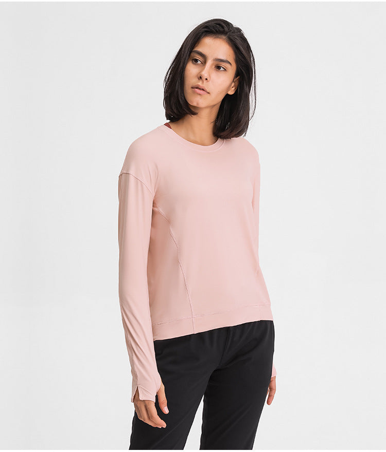 Loose Fit Sport Training Workout Long Sleeve Shirts Women Lightweight Anti-sweat Yoga Fitness Shirts with Thumb Hole