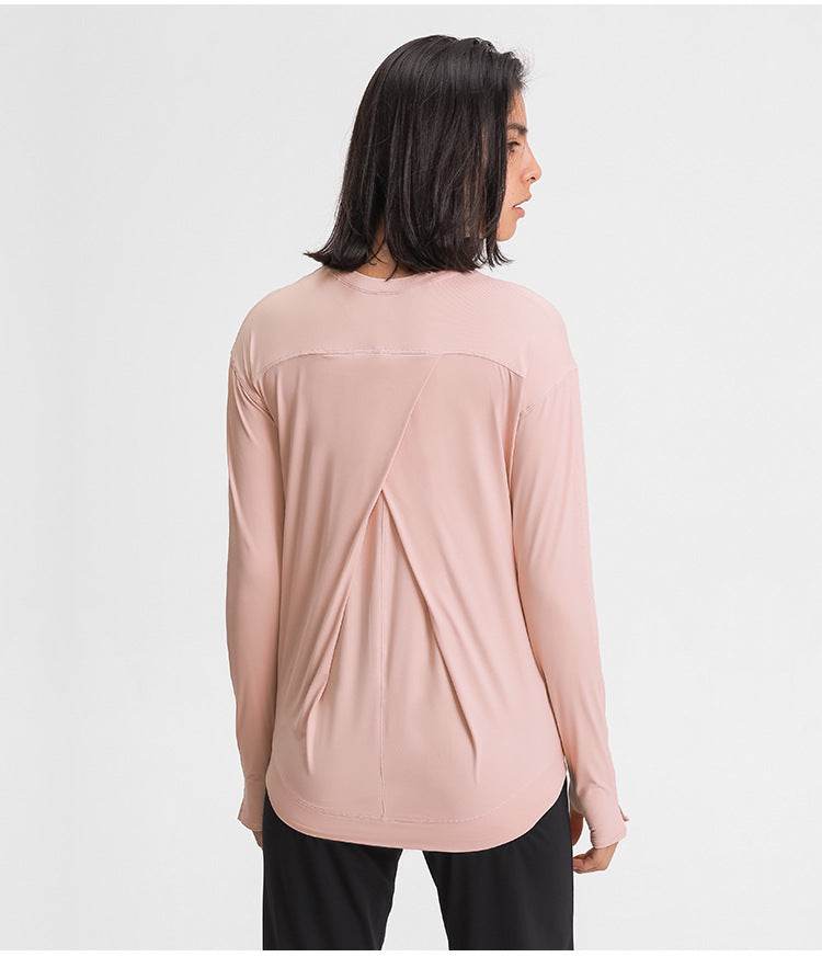 Loose Fit Sport Training Workout Long Sleeve Shirts Women Lightweight Anti-sweat Yoga Fitness Shirts with Thumb Hole